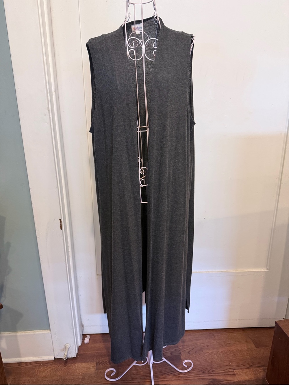 Lularoe Joy - Long Open Front Duster Vest - Charcoal